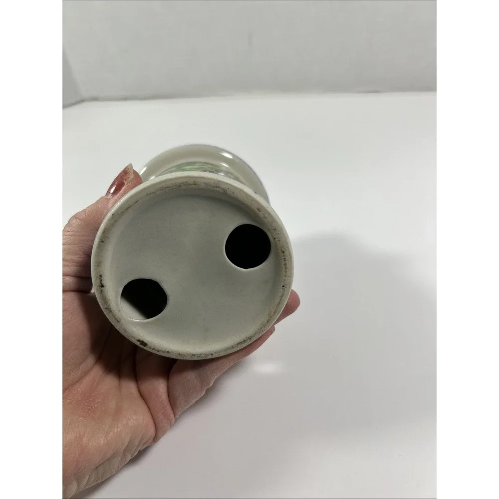 Vintage Colonial Candle Made In Japan Ceramic Candle‎ Holder, Blue, Green, White
